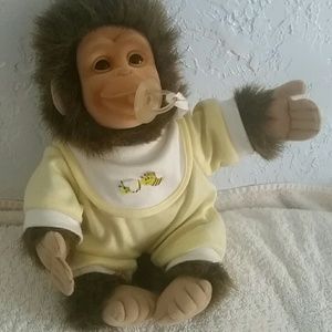 Hosung plush baby monkey with pacifier 1994